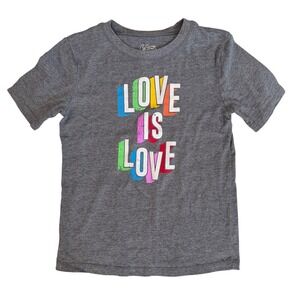 Kids LOVE IS LOVE T-Shirt Grey Size 8 Rainbow‎ Colorful Pride Comfortable Tee